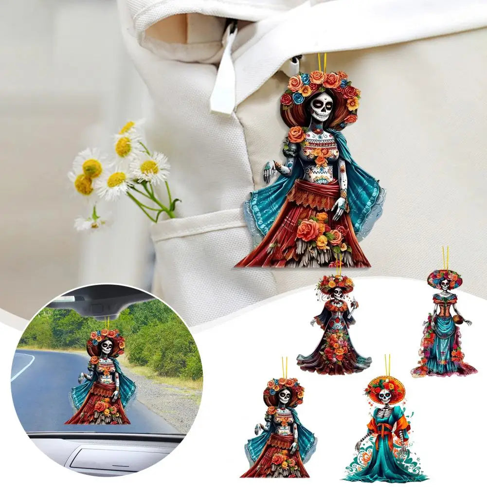 Car Pendant Style Skeleton Bride Car Pendant for Halloween Decor Hanging Accessories for Auto Tabletop Spooky Indoor Outdoor Quake