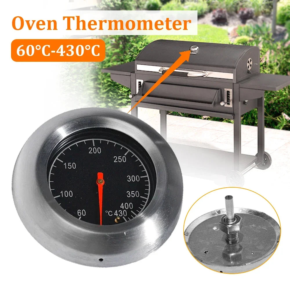 Barbecue BBQ Smoker Grill Stainless Steel Thermometer Temperature Gauge 60-430 for Kitchen Home Baking Household Cooking Quake Default Title