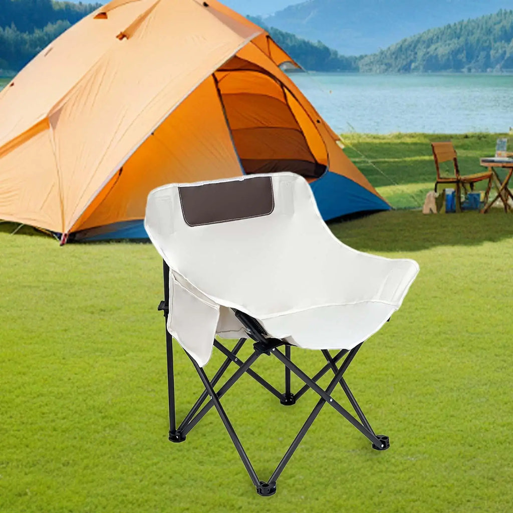 Camping Folding Chair Oxford Cloth Metal Tube with Side Pocket Portable Foldable Chair for Park BBQ Outdoor Backpacking Yard Quake