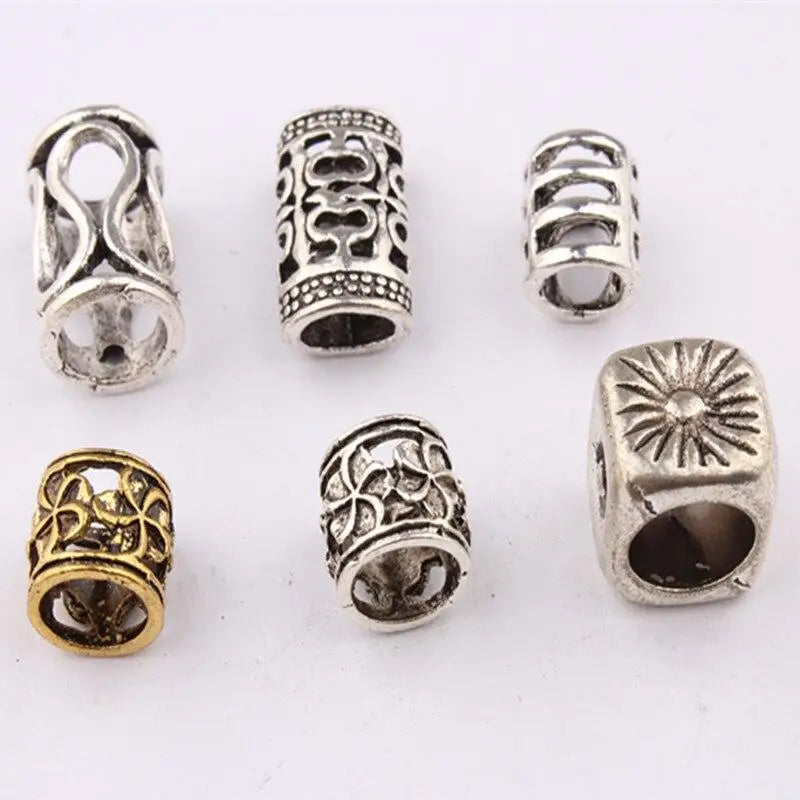 5Pcs Metal Hair Rings Beads Cuffs Tubes Charms Hair Braider Tool Dreadlock Dread Hair Braids Jewelry Decoration Accessories Quake