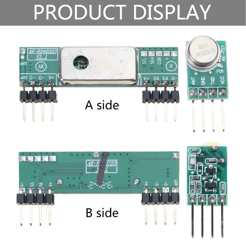 433 MHz Wireless Transmitter and Receiver 3400 RF Transmitter&Receiver Link Kit Long Distance 433MHz RF Transceiver Tool K1KF Quake