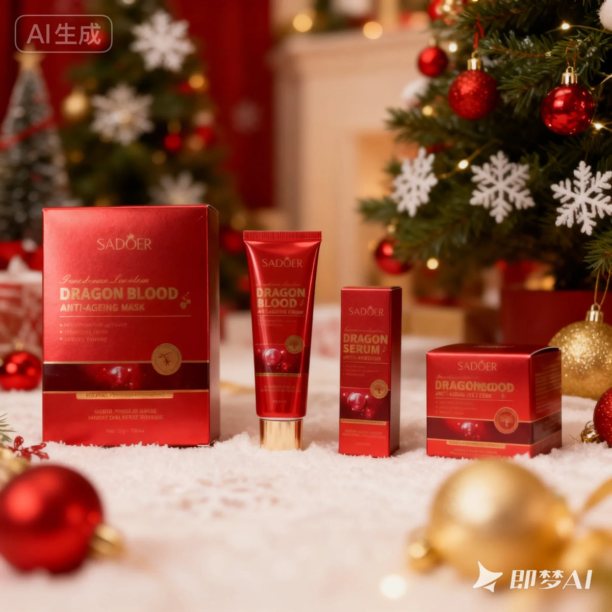 SADOER Dragon Blood Anti-Wrinkle Serum And Facial Cream Set with 2 Hydrating Masks - Lifting And Firming 10 Piece Total - 4 Sets Quake