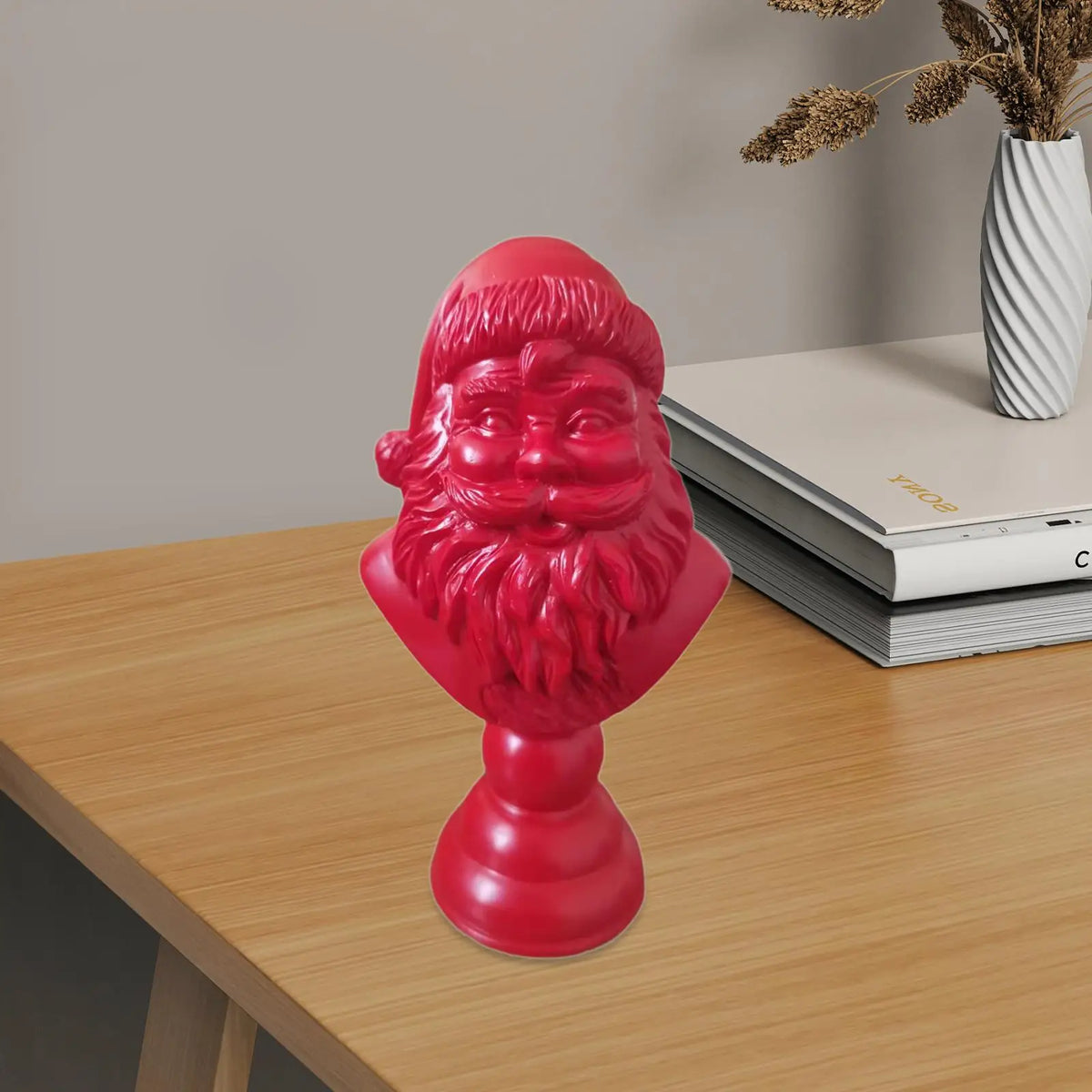 Santa Figure Half Body Statue Sculpture Gift Red 6x15cm Table Centerpieces Artwork for Dorm Office Party Festival Bedroom Quake
