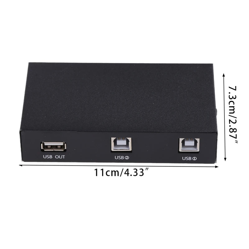 2 in 1 Out USB Print Sharer, 2 USB 2.0 Ports Splitter Printer Adapter Sharing Device Switch Box for PC Printer Computer K1KF Quake