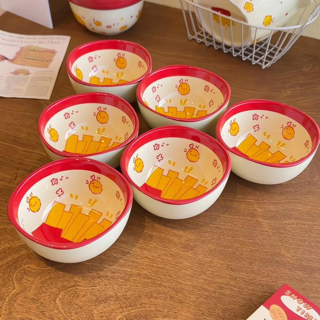 3/6 Pcs-Cute French Fries Shaped Ceramic Square Small Dishes, 3.7 Inches,Soy Sauce/Desserts/Ice Cream, Dishwasher Microwave Safe Quake