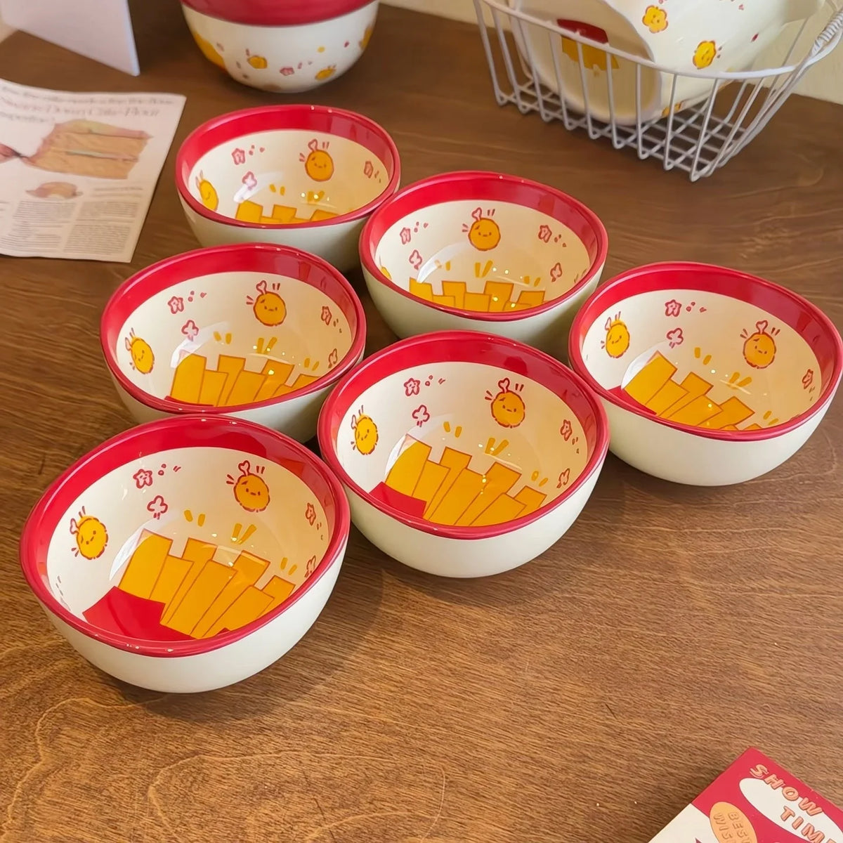 3/6 Pcs-Cute French Fries Shaped Ceramic Square Small Dishes, 3.7 Inches,Soy Sauce/Desserts/Ice Cream, Dishwasher Microwave Safe Quake