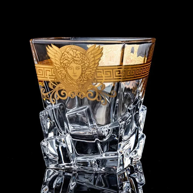 Creative Crystal Whiskey Glass Medusa Gold Portrait Glass Multi functional Beer Glass Bar Utensils Quake