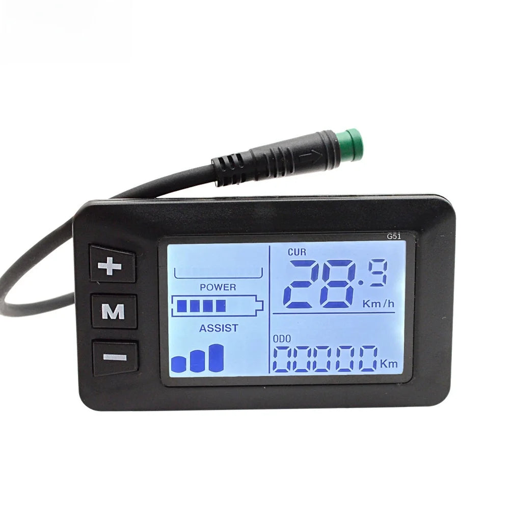 For Electric Bike Scooter Speedometer for G51 with 5 Core Waterproof Connector and LCD Display for 24V 36V 48V Vehicles Quake A