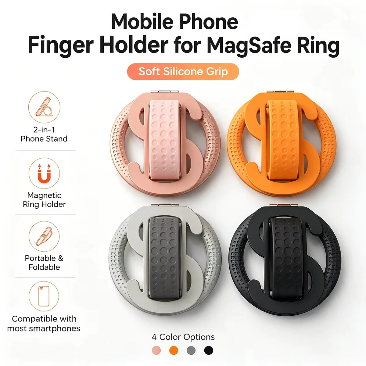 Magnetic Ring iPhone Holder For MagSafe Grip Simplicity Rotation for Phone Foldable Bracket Quake