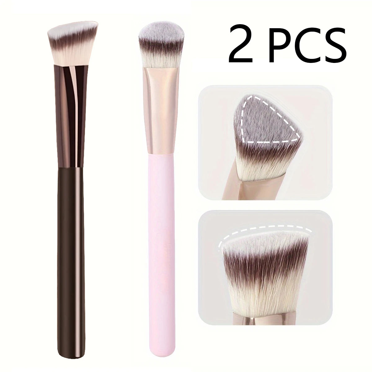 Premium Concealer Brush, Triangle Brush Head, Soft Synthetic Bristles, Fit for The Skin Quake Pink And Brown