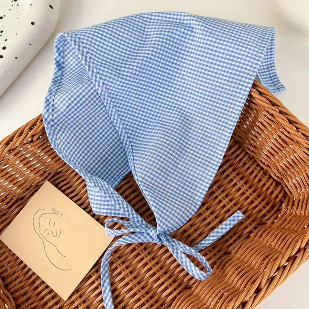 New Pastoral Style Bandana Headband Women's Triangle Headscarf Hair Bands Spring Summer Girl Fashion Decoration Ties Hair Scarf Quake blue