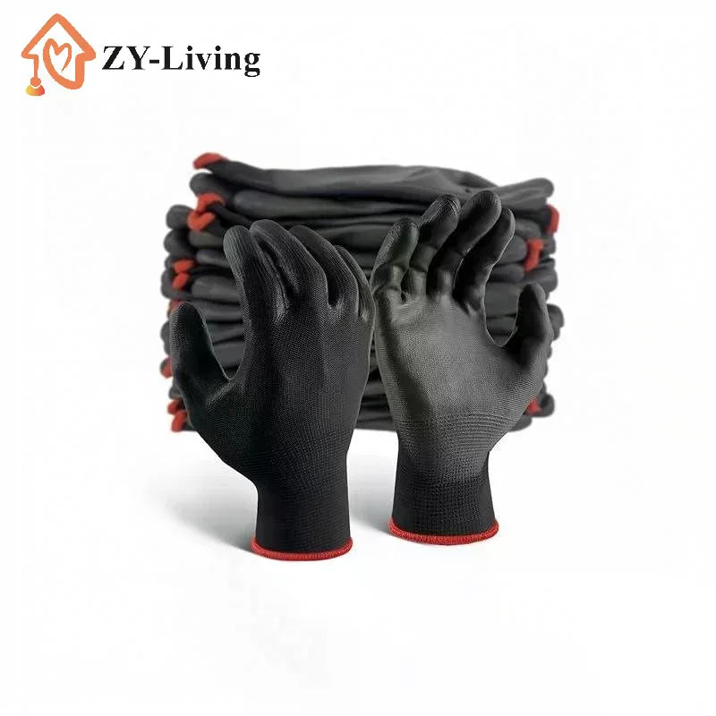 1 Pair Black Coating Gloves Nylon PU Gloves Woodworking Horticulture Automobile Maintenance Anti Slip And Dustproof Daily Use Quake
