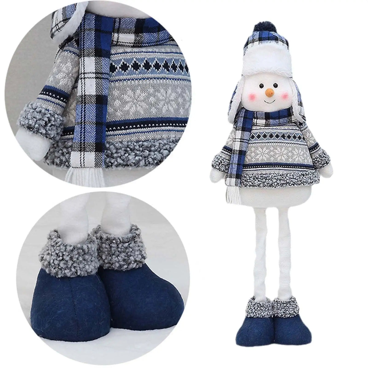 Christmas Figurine Stretch Legs Plush Doll Figure Santa Claus Figurine Decoration for Xmas, Quake