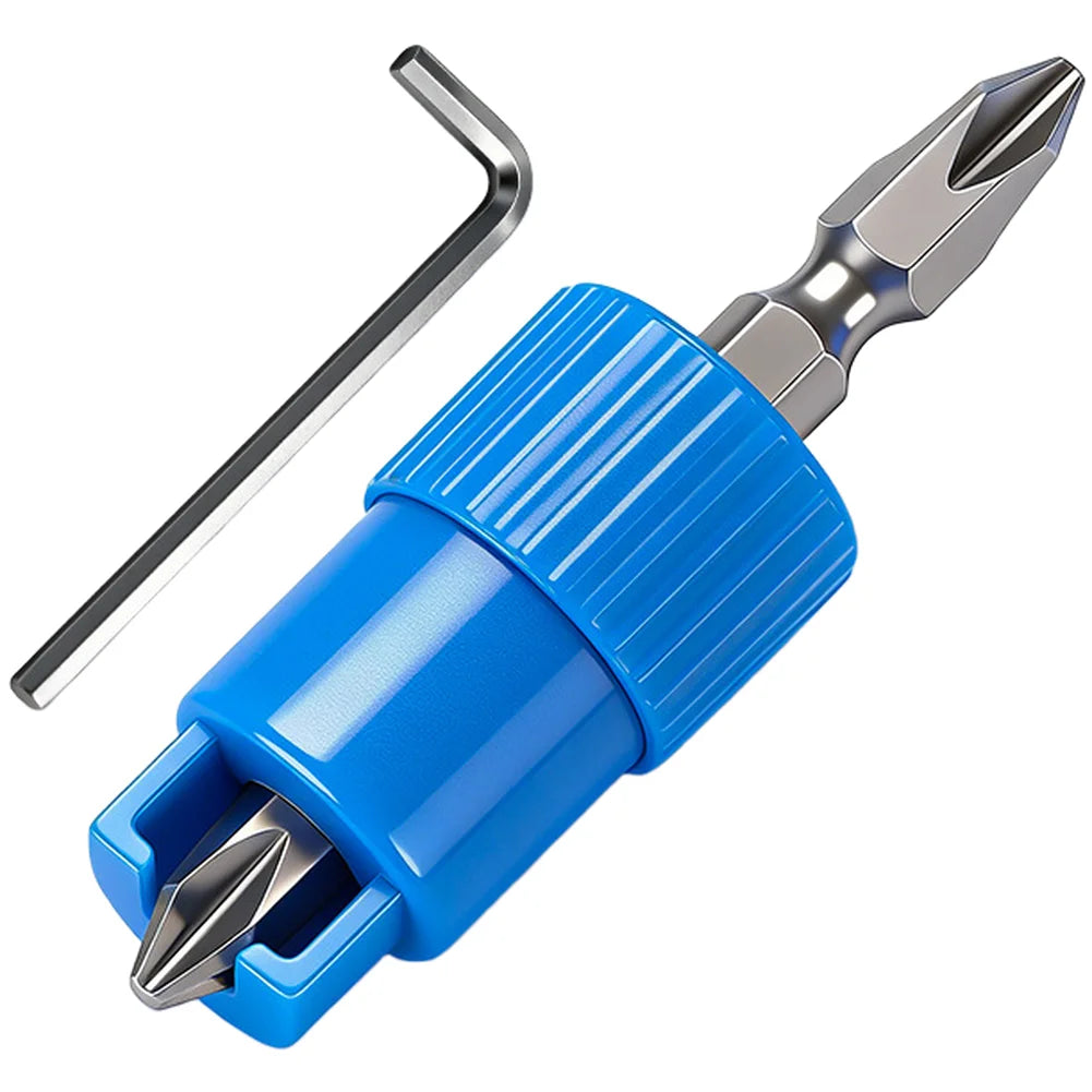 Magnetic Bit with 6.35mm Shank and Spring-Activated Tip Designed for Controlled Engagement and Reduced Tip Deflection Quake Blue
