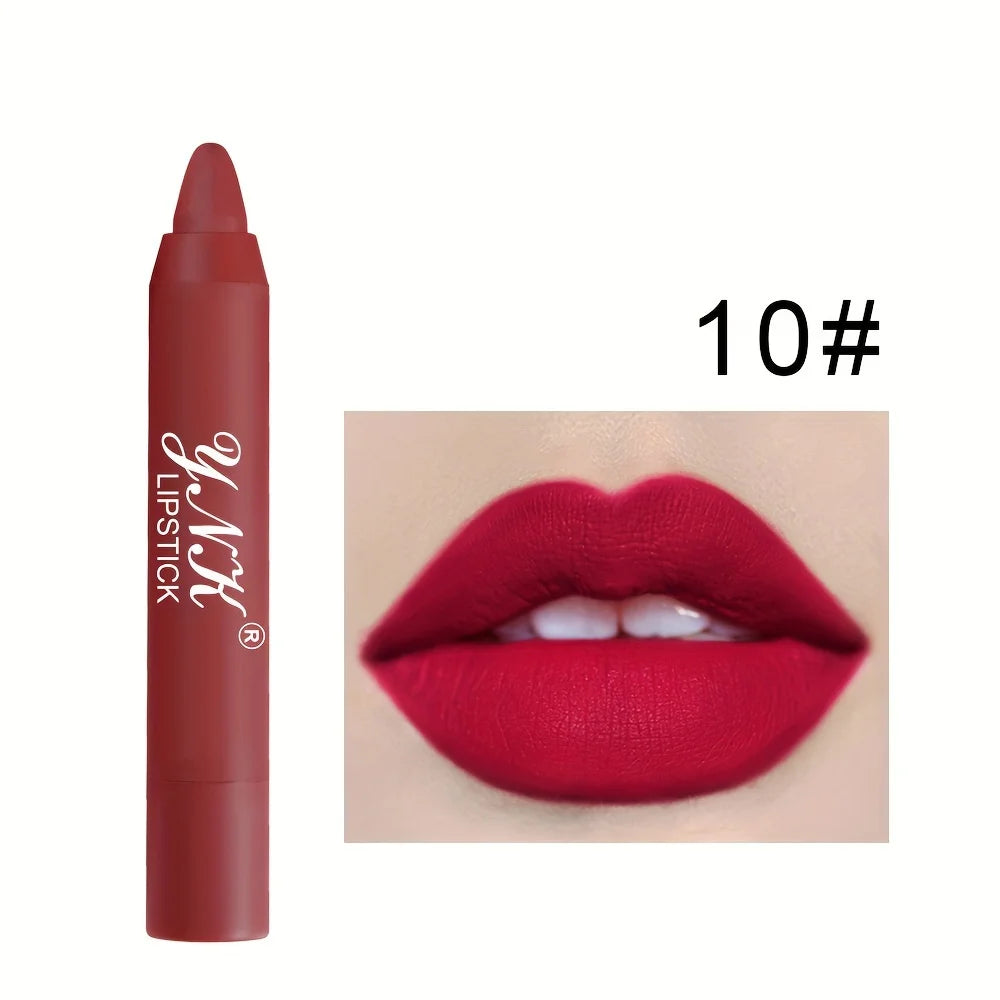 1pc Matte Lipstick Pen Automatic Rotary Lipstick Pencil Waterproof Non Fading Lip Liner Sexy Red Tint Lip Makeup Cosmetics Quake 10