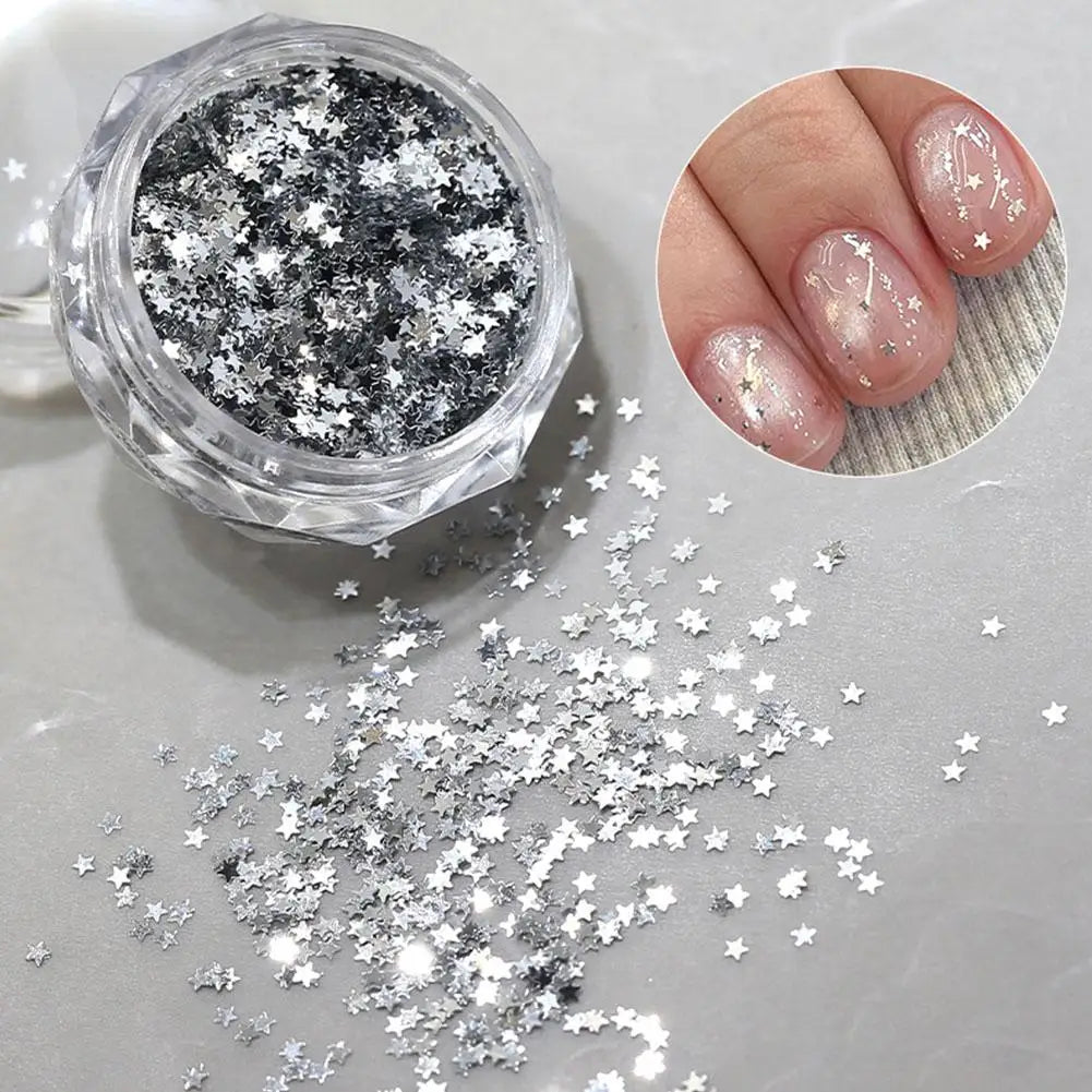 Silver Glitter for Nails Design Shiny Nail Glitter Flakes Sparkling Silver Nail Sequins Starlight Sequins Glitters Nails Charms Quake