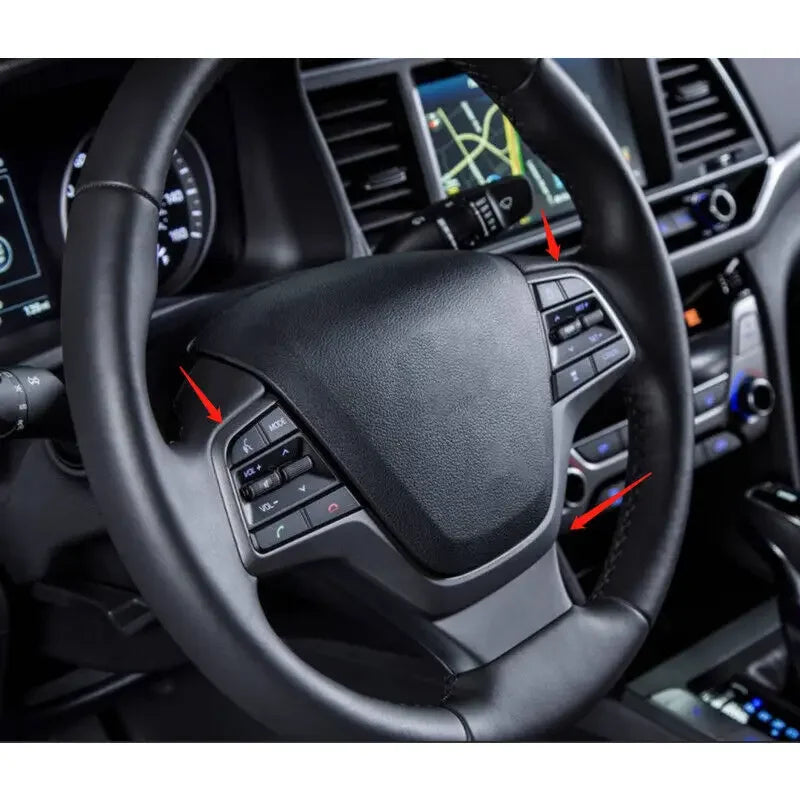 For Hyundai Elantra 2017-2020 Carbon Fiber Look Car Interior Steering Wheel Trim Cover Sticker Button Frame Molding Accessories Quake