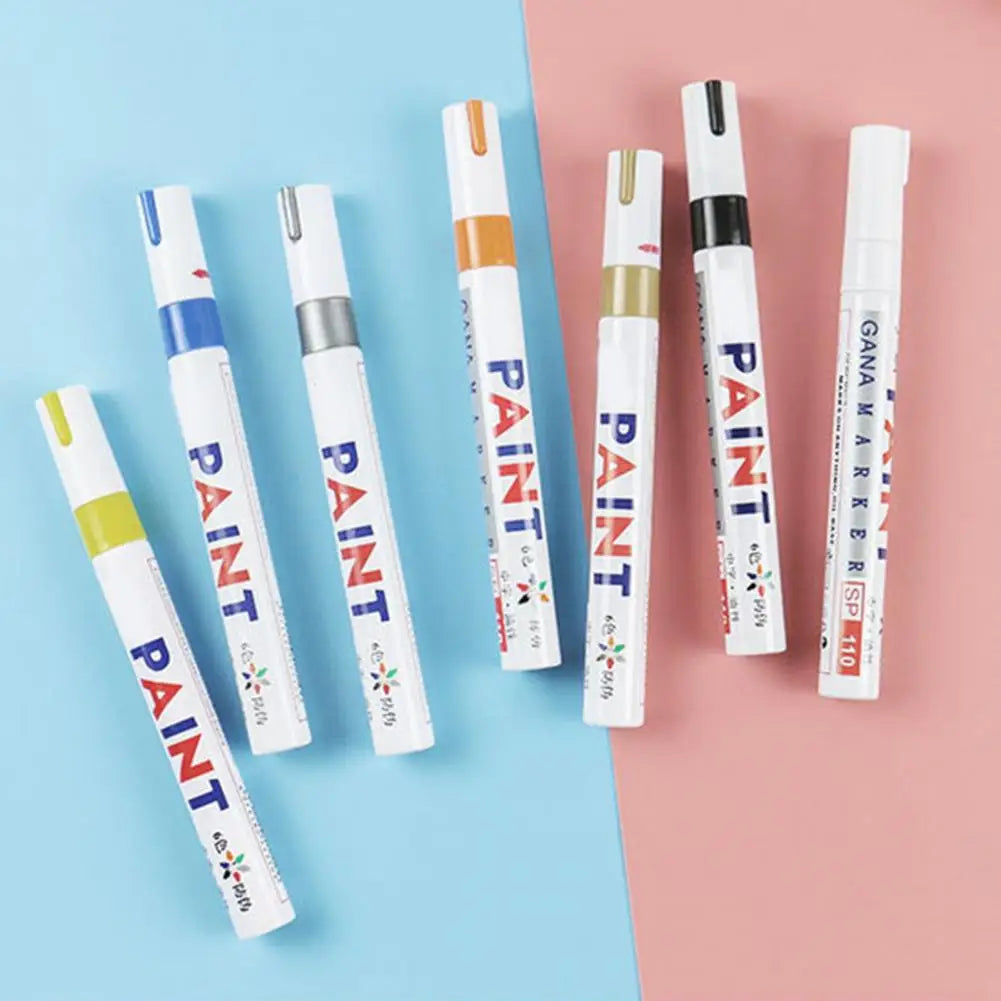 Car Paint Pen Waterproof Coverage Mark Pen Black White Red Blue Colors Touch Up Paint Car Wheel Tire Oily Painting Pen Quake