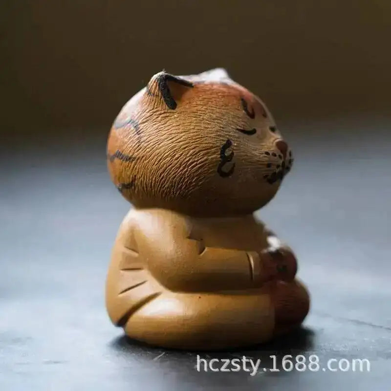 Zisha Tea Pet Tiger Meditating Tiger Handmade Cute Tiger Knocking Hair Ornament Cultivated Tea Play Decoration Tea Чаепитие Quake