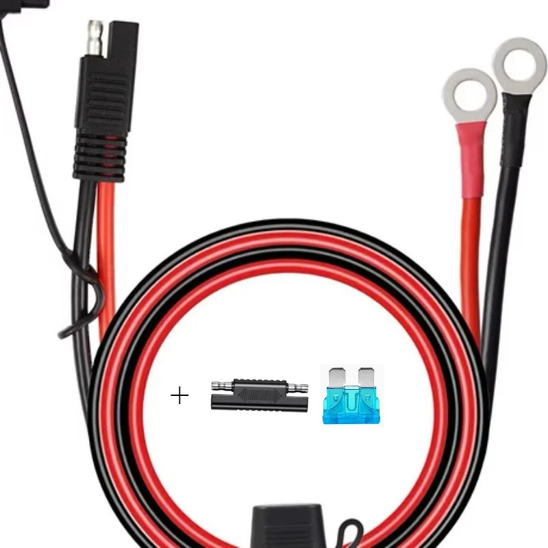 MC4/M3-10 Terminal to SAE Quick Extension Cable Motorcycle Battery Charger Adapter Wire with Optional Fuse Protection 12AWG Quake With fuse 0.5M No Ring