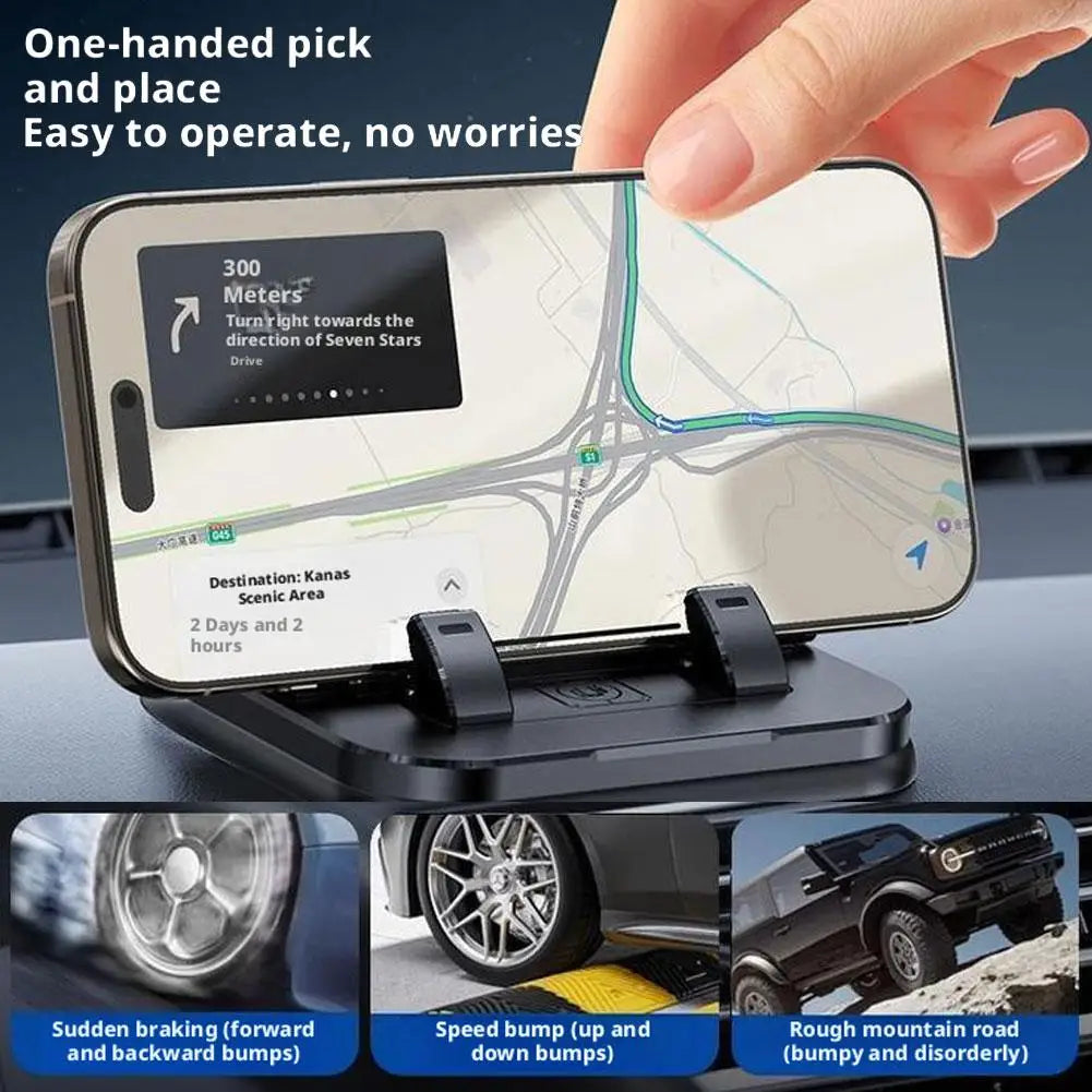 2-in-1 Dashboard Phone Holder with H7 Number Plate-Universal 360° Rotatable and Foldable Car Phone Mount Quake