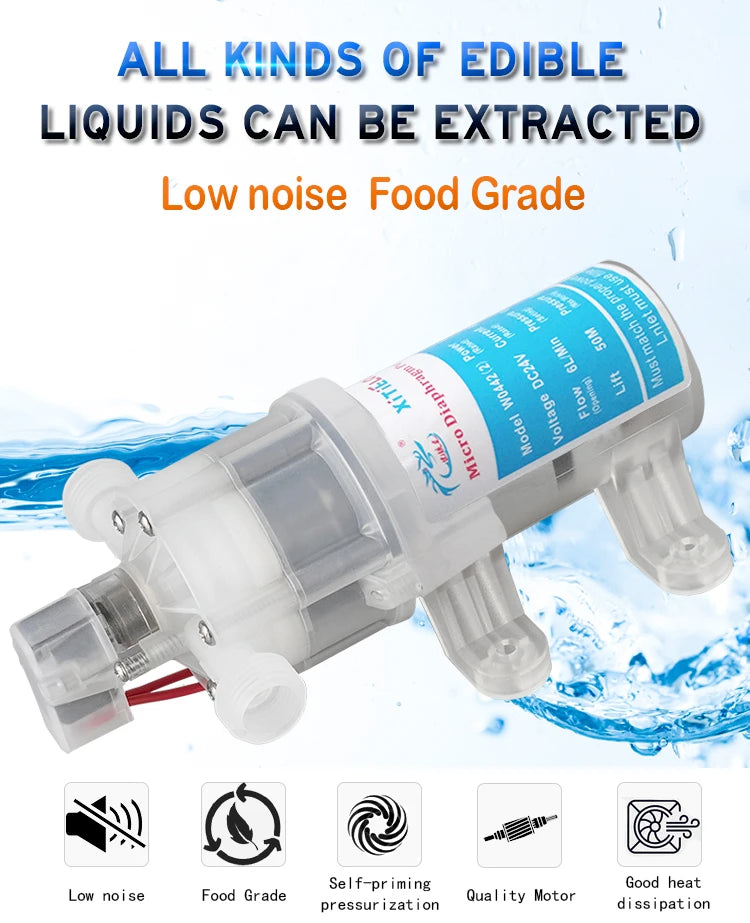 W0442(2)YD-24-80MX 24V 80W Mini Diaphragm Pump Food Grade Low Noise for Juicer & Clean Water Electric Water Pump Low Pressure Quake