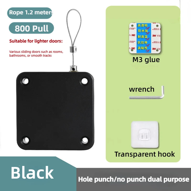 No Punching Automatic Door Closer Pull Cord Door Closers Adjustable Surface Door Stop Bracket Type Automatic Door Closer Quake Black 800G Pull