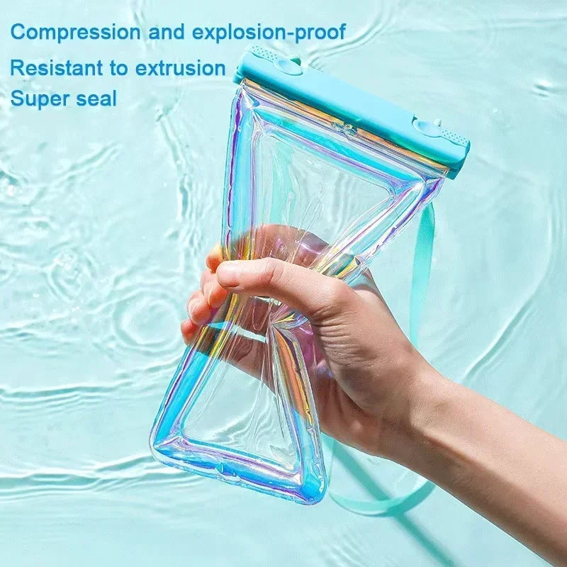 Waterproof Phone Pouch for Swimming - Touchable Clear Dry Bag with Lanyard & Airbag Anti-Sinking, Laser Sealed Universal Case Quake