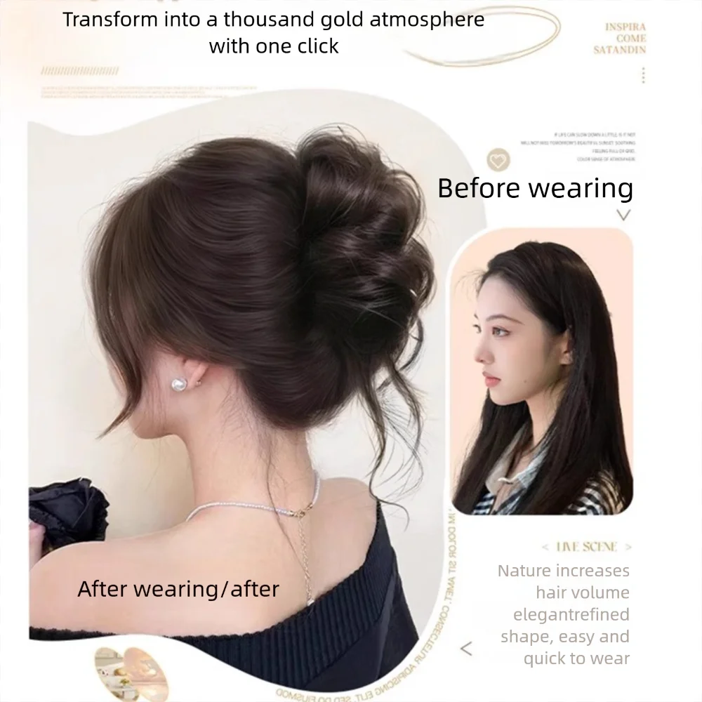New Synthetic Hair Bun Claw Clip Natural Fluffy Bun Head Wig Brown Black Curly Hair Hairpiece Hair Accessories Quake
