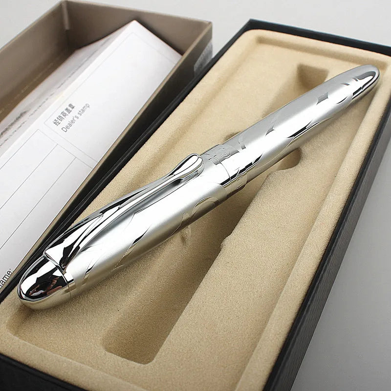 New Silver Engraving Fountain Pen 0.38mm&0.5mm Best Selling Ink Pen Gift High Quality Student Supplies Calligraphy Pens Quake