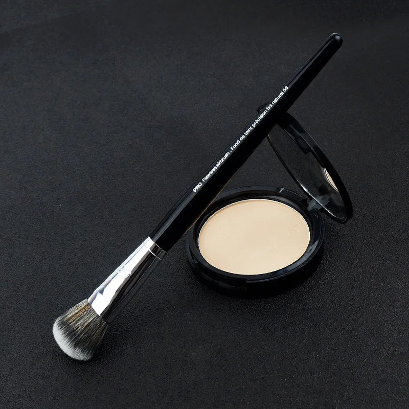 PRO Black Foundation Airbrushed Makeup Brush #56 - Domed Medium-Sized Soft Synthetic Liquid Cream Cosmetics Beauty Tools Quake