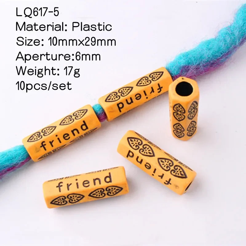 10pcs Hair Beads Rings Beads Braiding Hair Clips for Women Girls Cuffs Tubes Charms Dreadlock Hair Styling Tools Accessories Quake 10pcs LQ617-5