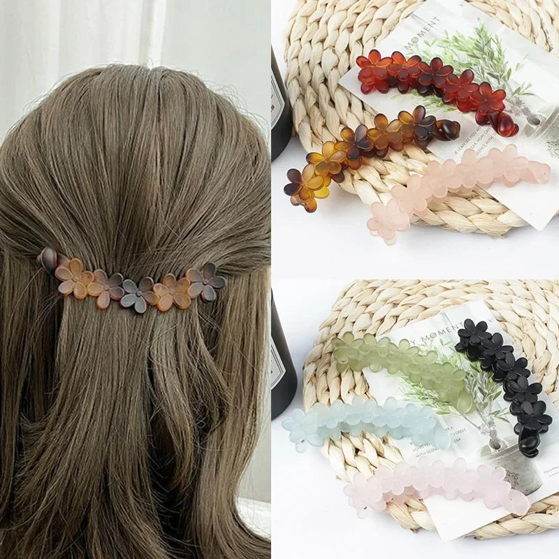 Vintage Flower Hair Claw Women Girl Banana Hairpin Ponytail Hair Clip Clamp Sweet Cute Hair Accessories Korean Styling Crab Claw Quake