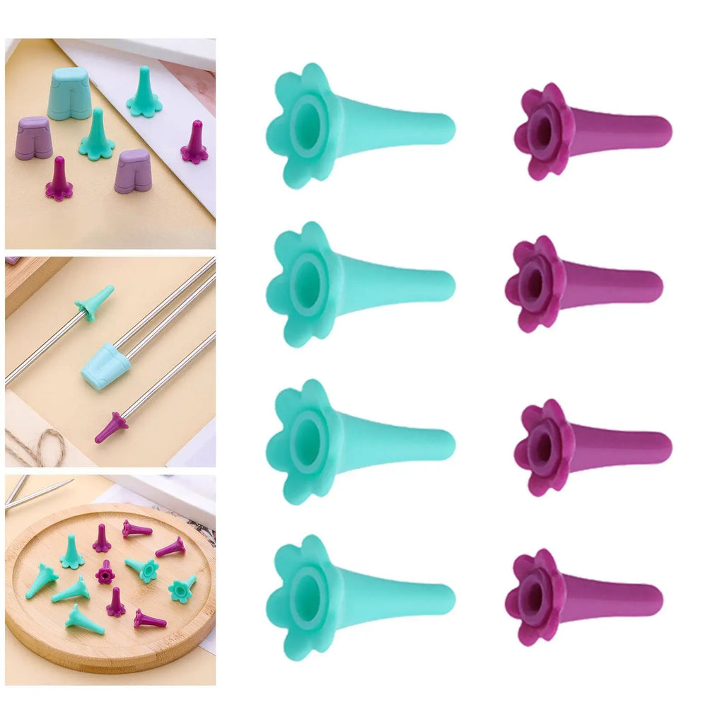 8x Needle Stopper Silicone Knitting Needle Protectors Anti-skid Knitting Crochet Supplies Knitting Tool Needle Point Protector Quake