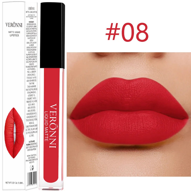 14 Color Liquid Matte Lipsticks Long Lasting Velvet Lip gloss Non Stick Cup Waterproof Beauty Cosmetics Makeup for Women Lip Quake 08