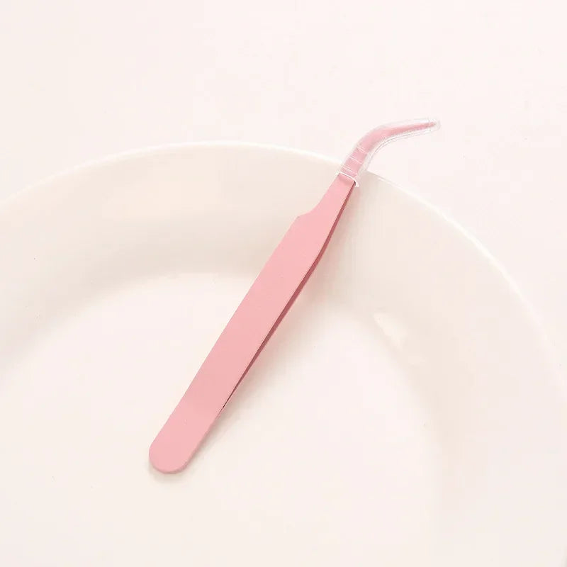 Macaroon Nail Art Decor Eyelashes Tweezers Tweezer Scrapbook Sticker Tapes Picking Stainless Clips DIY False Eyelashes Tools Quake Pink W