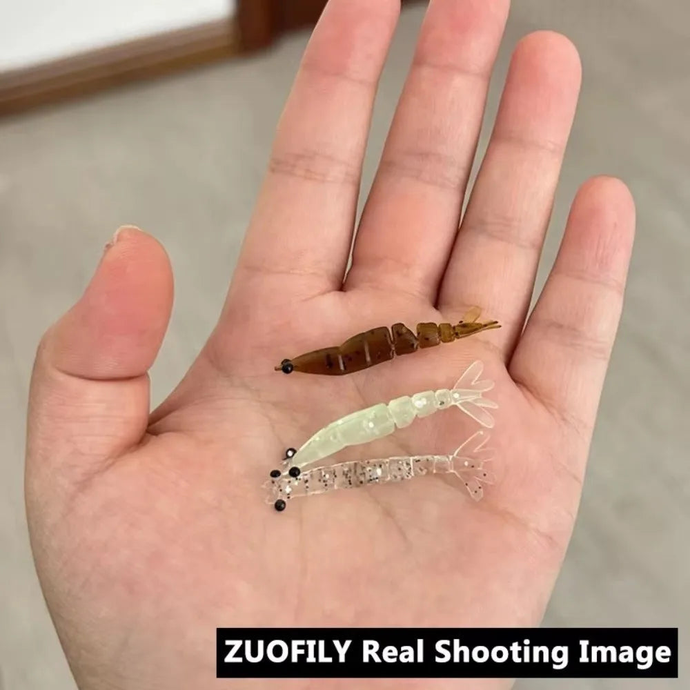 20pcs/box 4cm Length Luminous Shrimp Swimbaits 0.45g Weight Luminous Design Carp Fishing Baits Soft Silicone Glowing Effect Quake