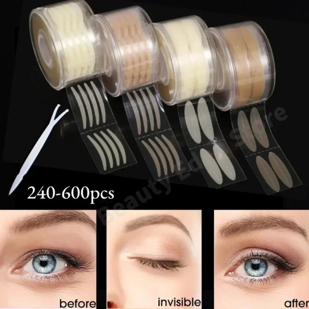 Women Natural Invisible Double Eyelid Stickers Fold Eyelid Stripes Eyelid Tapes Eye Lift Clear Beige Color Big Eyes Beauty Tools Quake