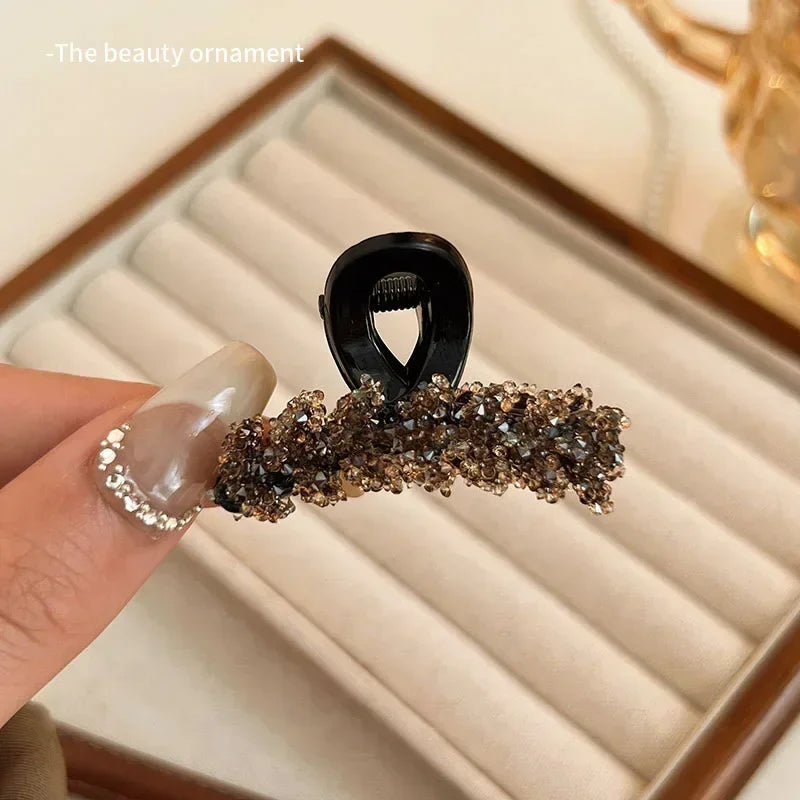 Korean Glitter Shiny Small Grab Clip Women Girl Hair Side Clip Forehead Bang Princess Small Hair Claw Clamp Hair Clip Quake coffee
