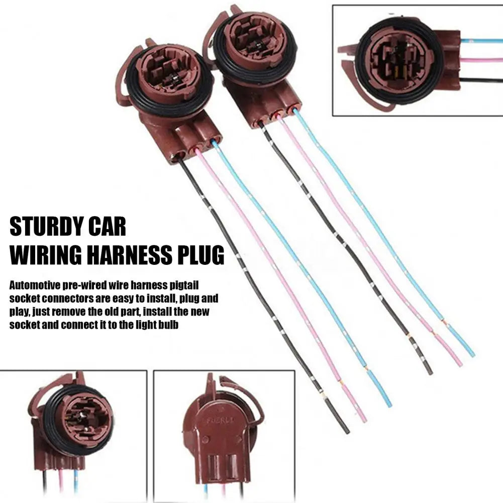 Turn Signal Lamp Socket Plug Waterproof Led Bulb Socket Adapters for Car 2 Pcs Pre-wired Harness Sockets High for 3156 for 3157 Quake