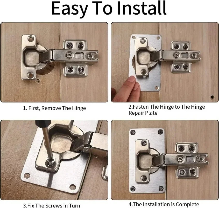 20/2PCS Stainless Steel Hinge Fixing Plate Kit Cabinet Door Hinge Repair Plate Bracket with Mounting Screw for Kitchen Furniture Quake
