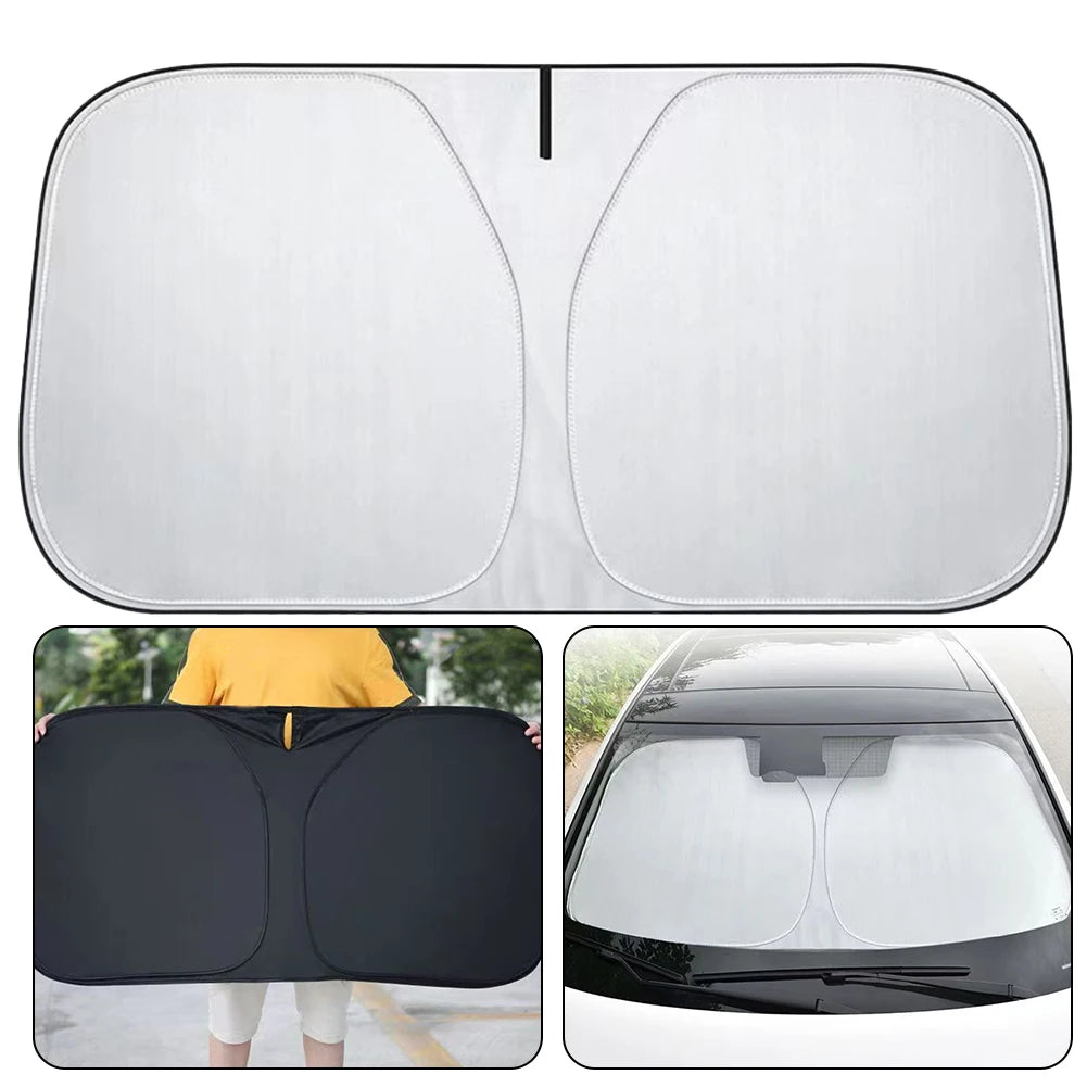 1x Car Windshield Direct Installation Foldable Cover Front Glass UV Block Sun Visor Shield Sunshade 140 * 80cm Quake A