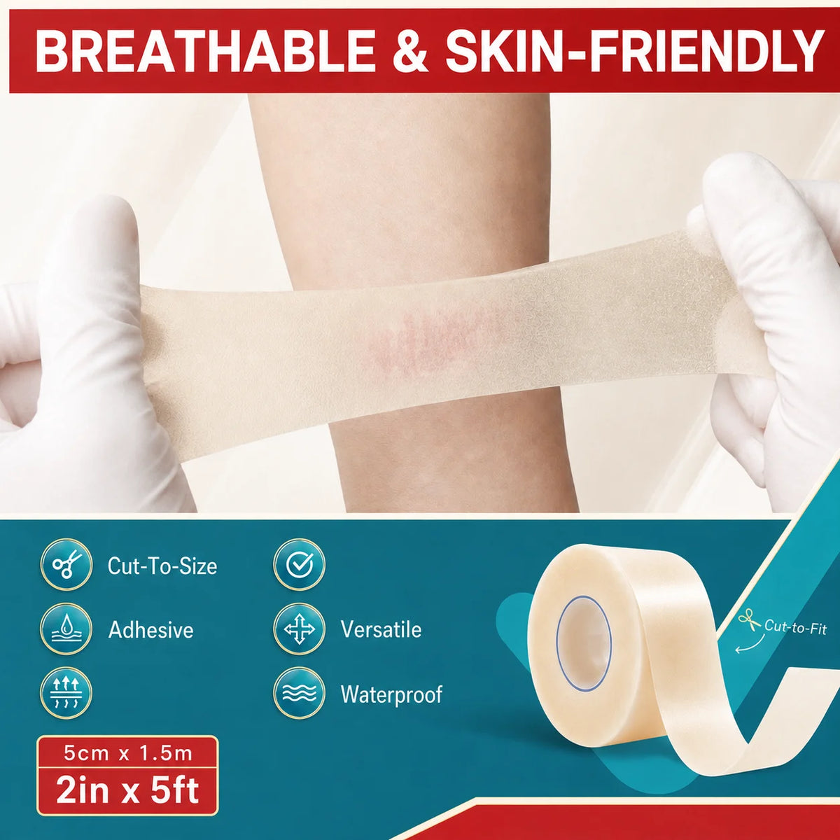 1 volume Pimple Patch Artificial Skin Wound Dressing Freely Cuttable Skin-Friendly Adhesive Keep Wound Clean 1 Roll Value Pack. Quake