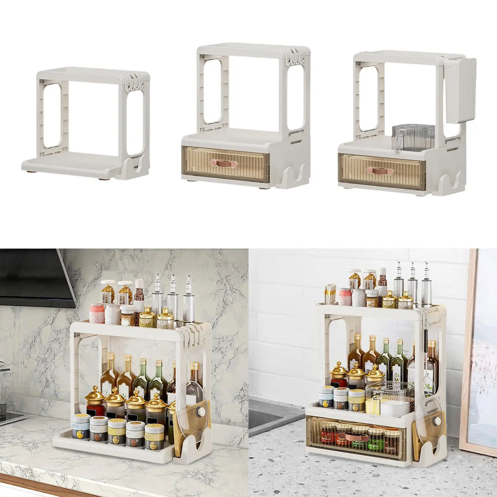 Kitchen Condiment Organizer Freestanding Multipurpose with Condiment Box Space-saving Spice Shelf for Pantry Desktop Domestic Quake