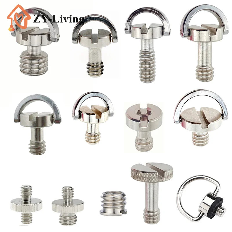1/4inch D-Ring Tripod Screw Mounting Screw Adapter for Camera Camcorder Tripod Monopod QR Quick Release Plate Adapter Screw Quake