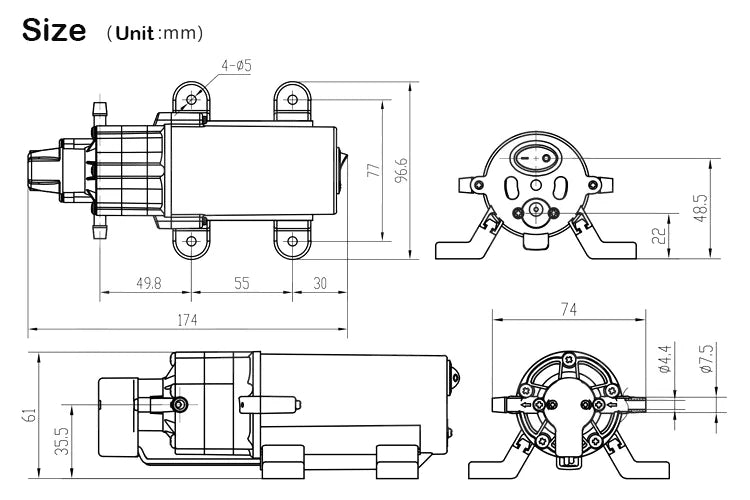 W0342Ya-12-15MKC Low-noise Food Grade Diaphragm Pump Automatic Start Stop Water Dispenser Electric Water Pump Low Pressure Quake