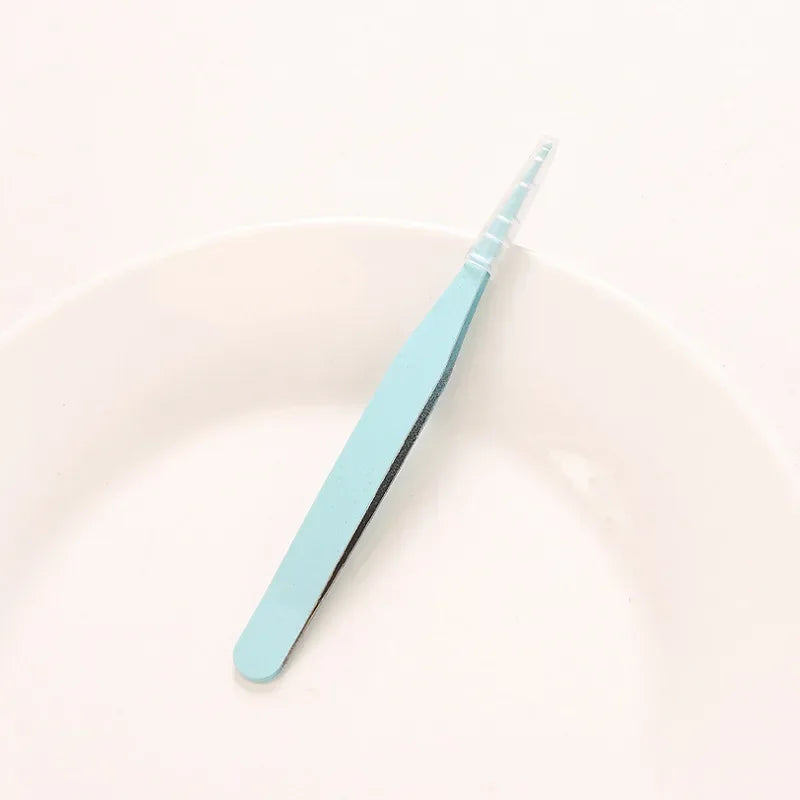 Macaroon Nail Art Decor Eyelashes Tweezers Tweezer Scrapbook Sticker Tapes Picking Stainless Clips DIY False Eyelashes Tools Quake Green Z