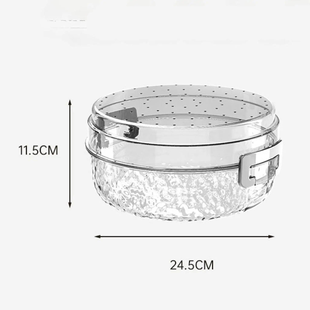 Fruit Washing Drainer Box Fruit Plate Food Storage Container Serving Tray with Lid Fruit Holder for Cakes Sweets Nuts Fruits Quake