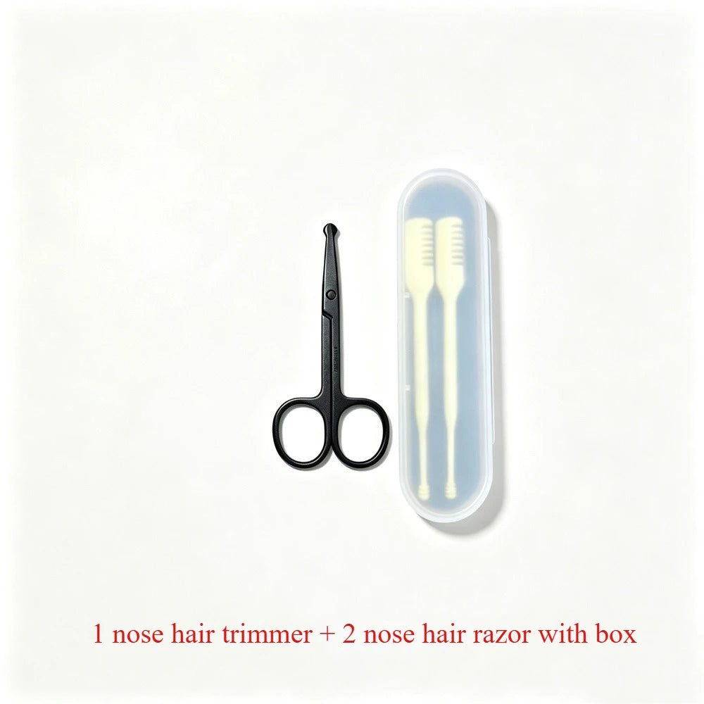vvocci Nose Hair Trimmer Double-headed Nose Hair Trimmer Spiral Ear Pick Nose Hair Trimmer Stainless Steel Nose Hair Scissors Quake M103 Black 3 set