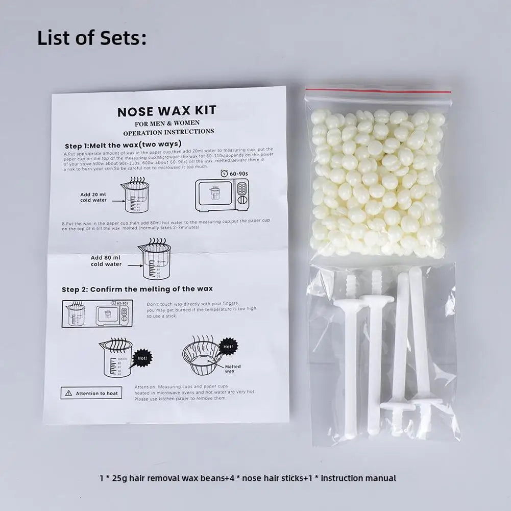 Portable Nose Wax Kit Painless Ear Nose Hair Removal Wax Kit Sticks Nail Wax Cleaning Nose Beauty 25g/50g For Men And Women Quake